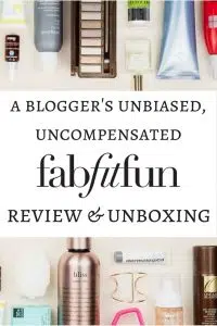 Review of fab fit fun subscription service. A blogger's unbiased unboxing of fab fit fun box.