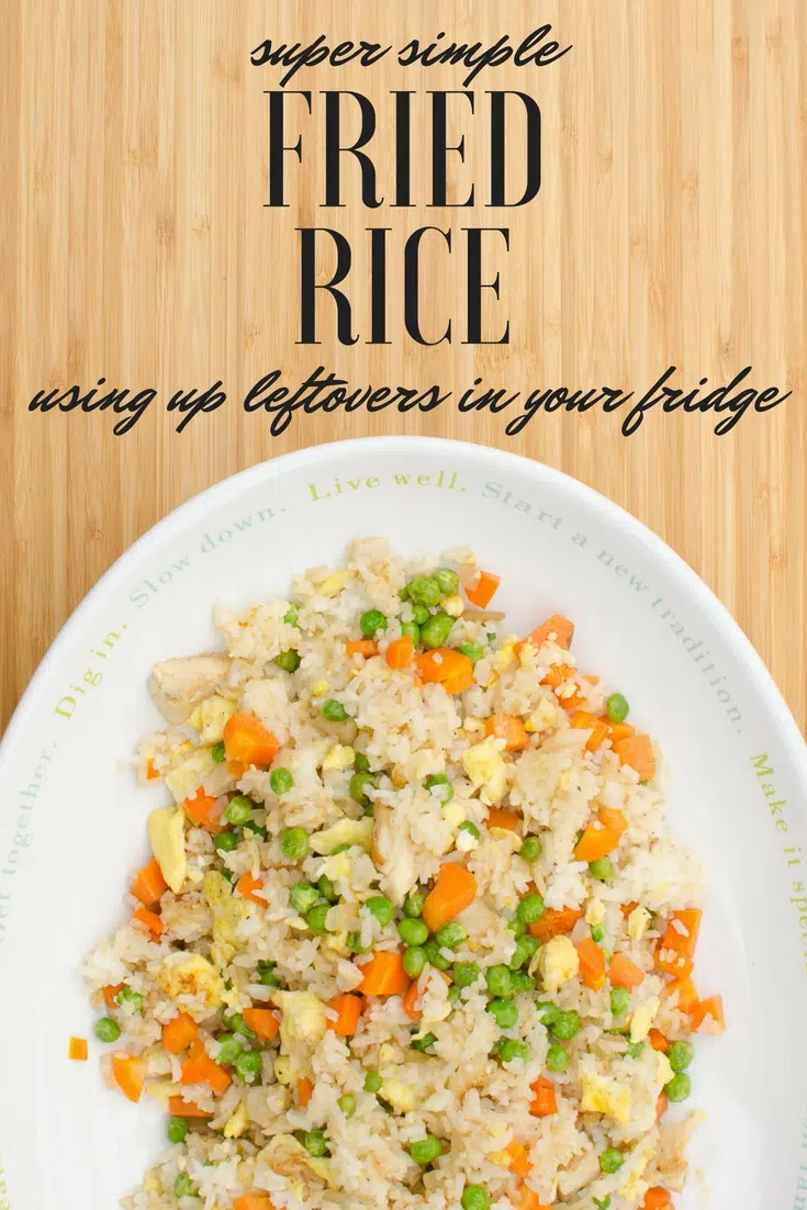 Easy fried rice recipe - use up leftover chicken, rice, and veggies!