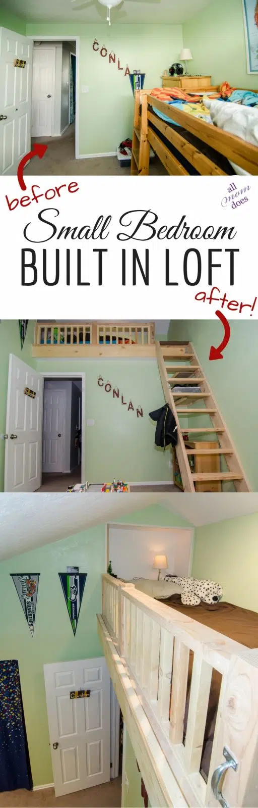 Maximize a small bedroom with a built in loft in wasted attic space! #diy #loft
