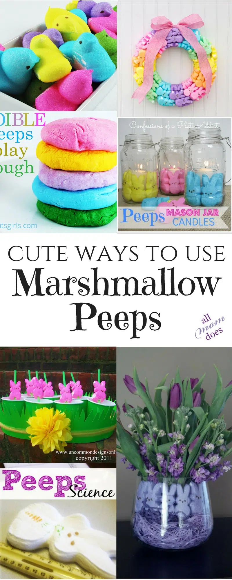 Cute ideas for marshmallow peeps. Spring and Easter craft and decor ideas!