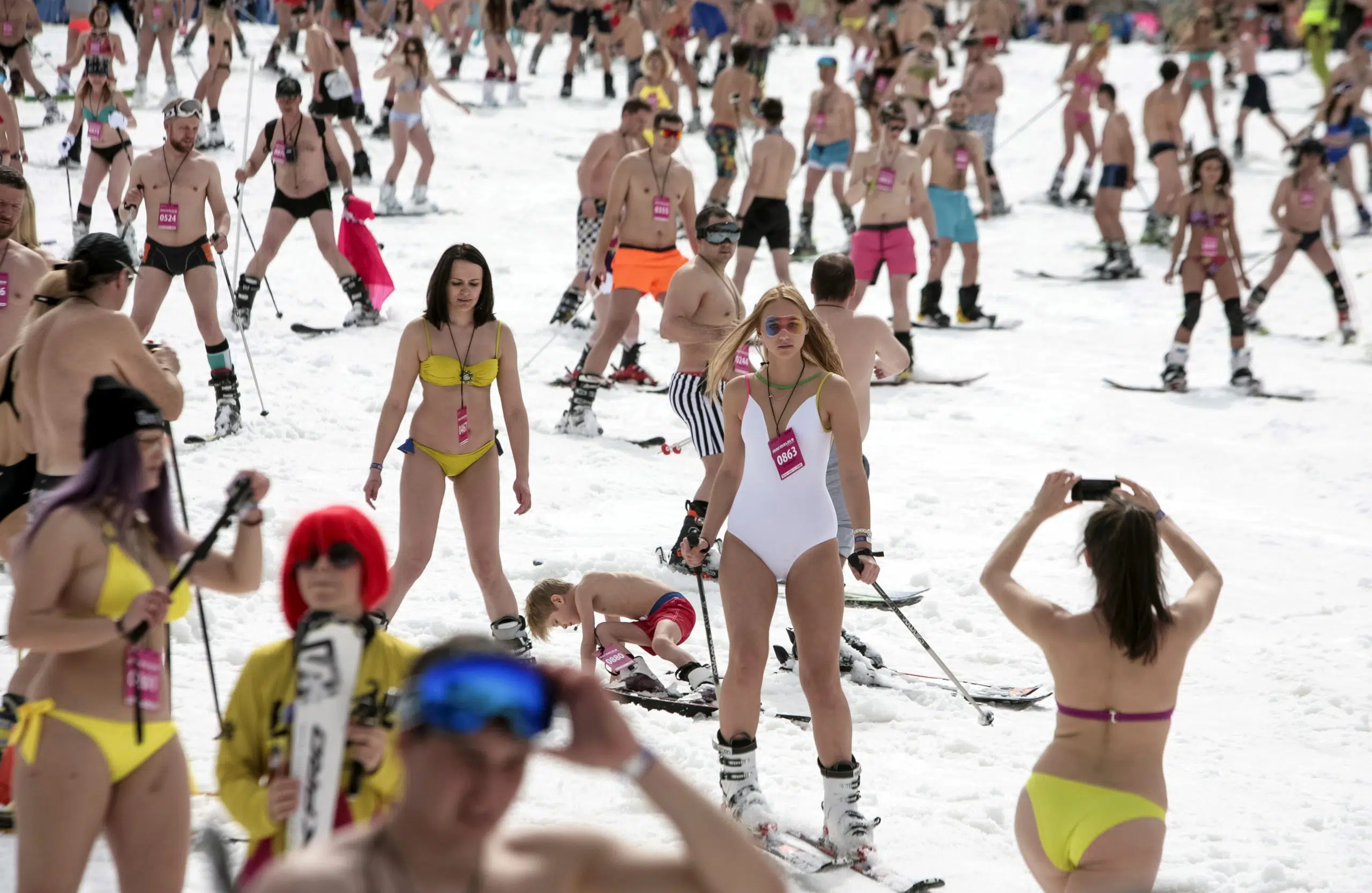 Bikini contest photo skiing