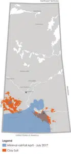 A map showing where ground is shifting in Saskatchewan. (SaskPower)