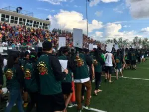 More than 5,000 people gathered at Liebel Field for the Saskatchewan First Nations Summer Games opening ceremonies Aug. 6, 2017. (Jessie Anton/980 CJME)