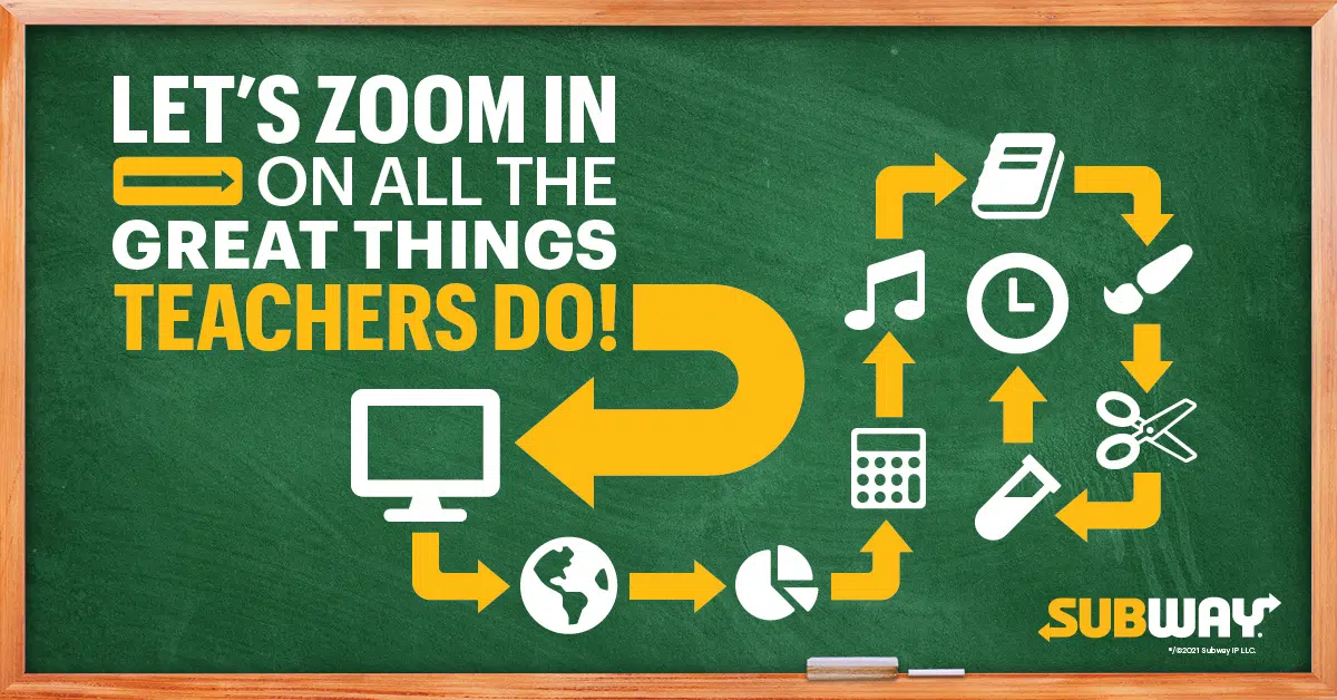 Subway Teacher Appreciation 100.3 The Q!