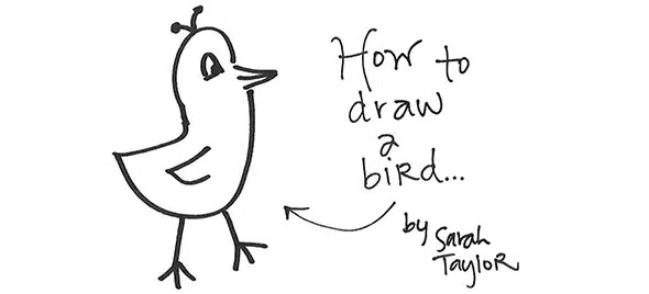 Easy How to Draw a Cute Bird Tutorial and Bird Coloring Page