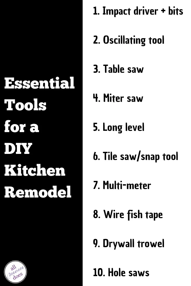 List of tools you need for a diy kitchen remodel #diy #remodel