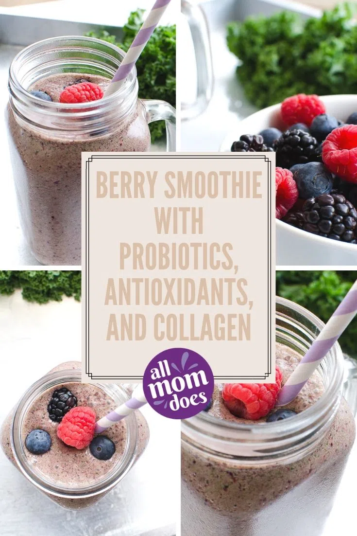 Berry smoothie - kale, collagen, and probiotic smoothie