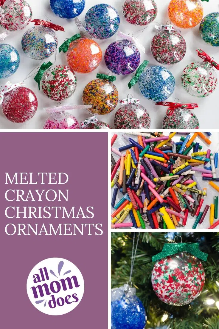 DIY Christmas Ornaments - melted crayon Christmas ornaments. Easy Christmas craft!