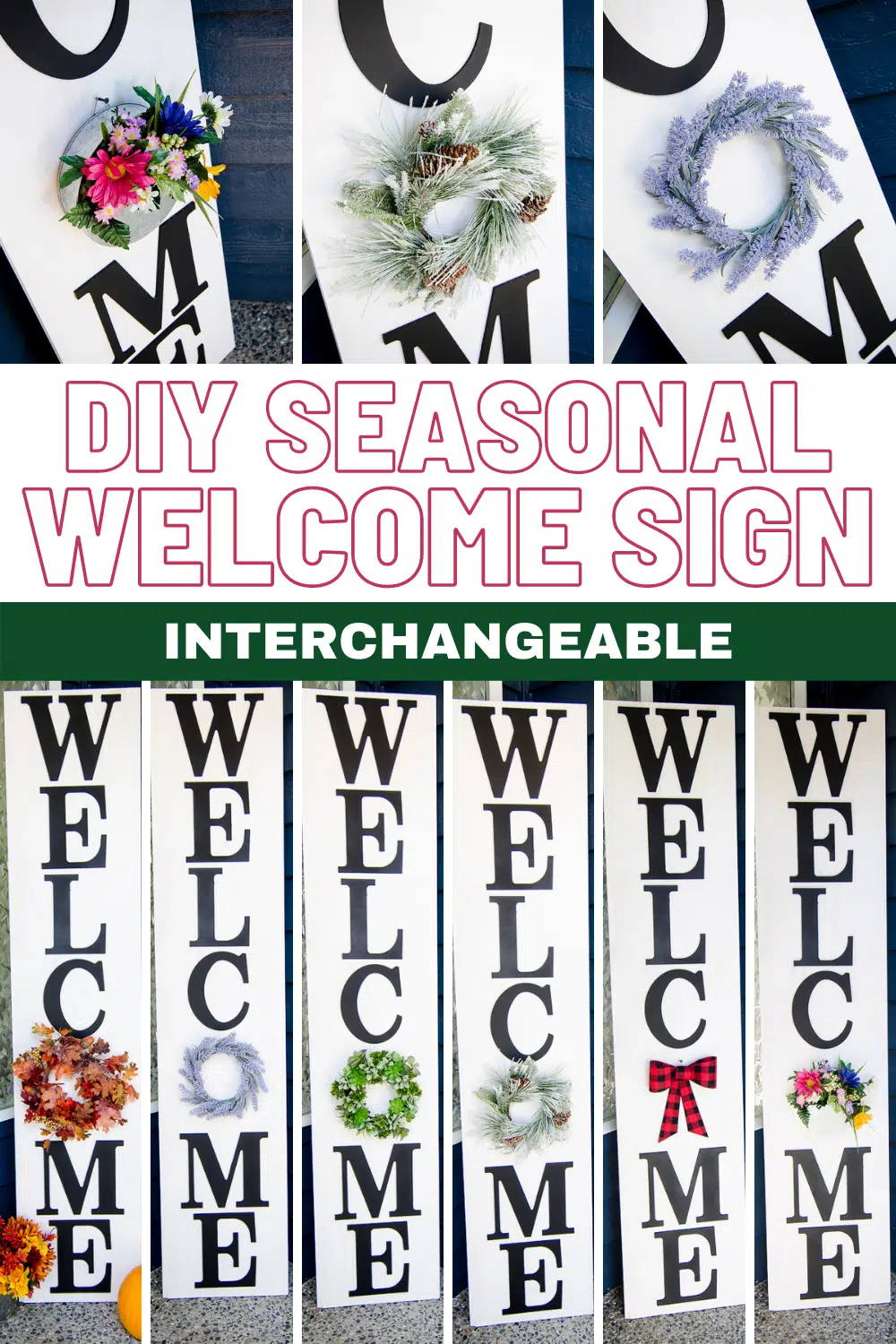 DIY seasonal welcome sign {interchangeable}