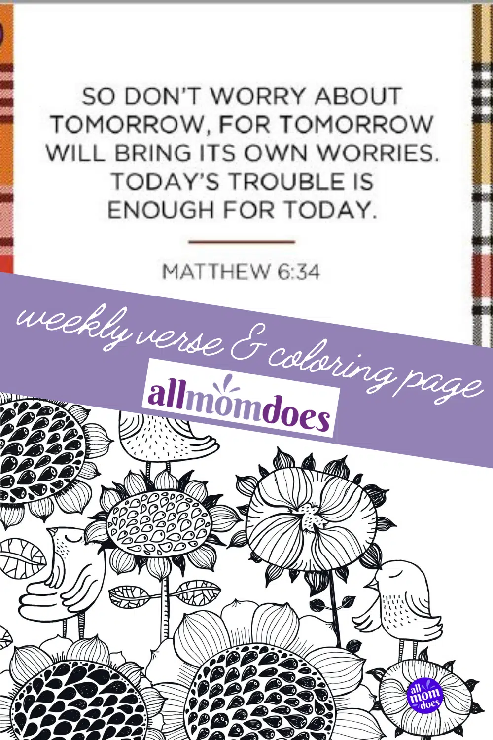 weekly verse coloring page Matthew 6:34