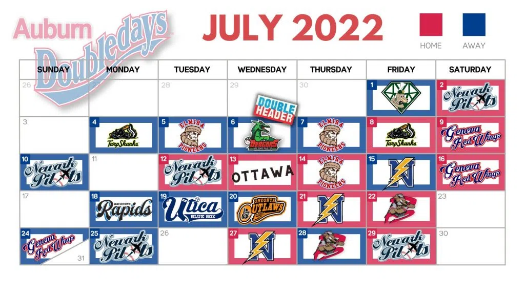 Auburn Doubledays Schedule 2022 Doubledays' Summer Schedule Announced | Finger Lakes Daily News
