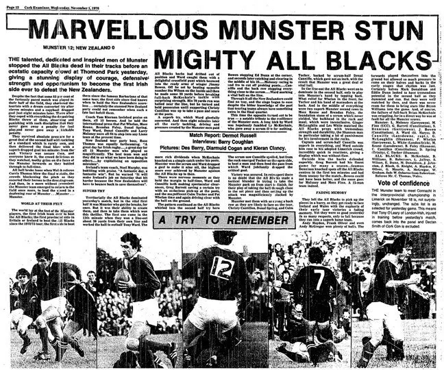 Read the original 1978 ‘Cork Examiner’ Match Report MARVELLOUS MUNSTER