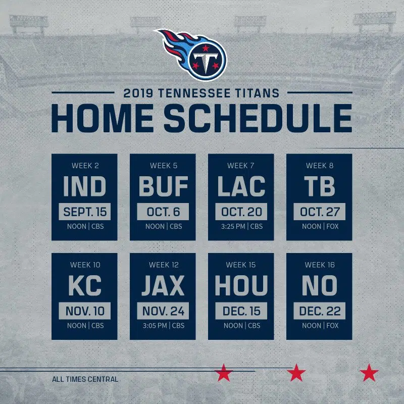 Titans announce 2019 regular season schedule WHOP 1230 AM News Radio