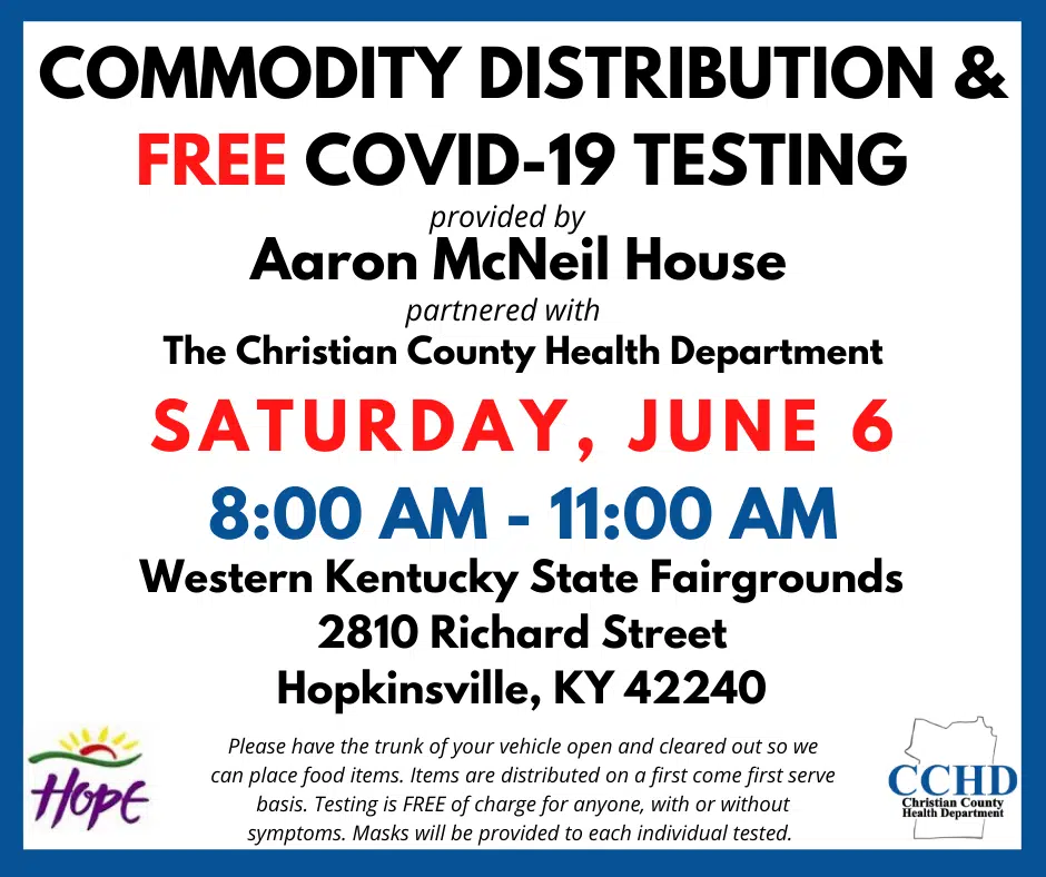 Cchd Aaron Mcneil House To Have Testing And Commodity Distribution Event Whop 1230 Am News Radio
