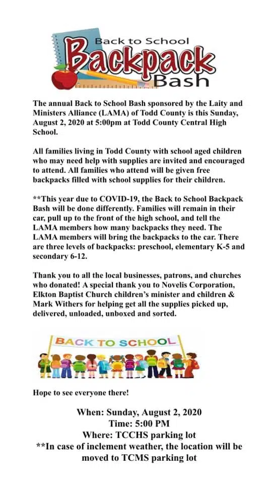 Todd County Back To School Bash Is Sunday Whop 1230 Am News Radio