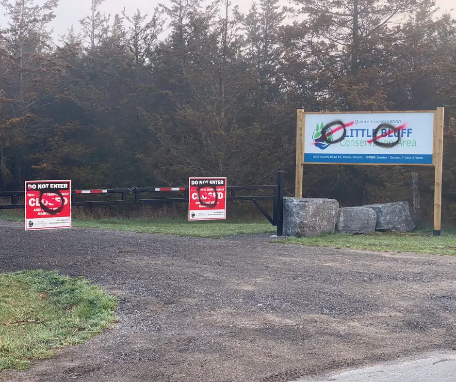 Vandalism reported at Little Bluff Conservation Area 91X FM CJLX