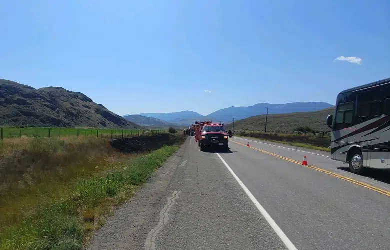 Close call in Ashcroft after vehicle fire spreads into grass along