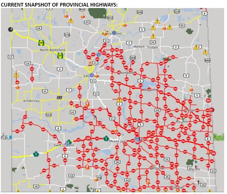 Saskatchewan Highways Conditions Map Blizzard Moving Out Of Saskatchewan But Lots Of Clean Up Ahead | Country  600 Cjww