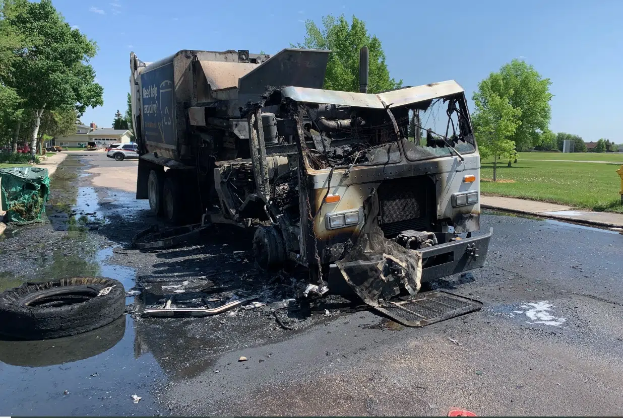 Garbage truck fire accidental Country 600 CJWW