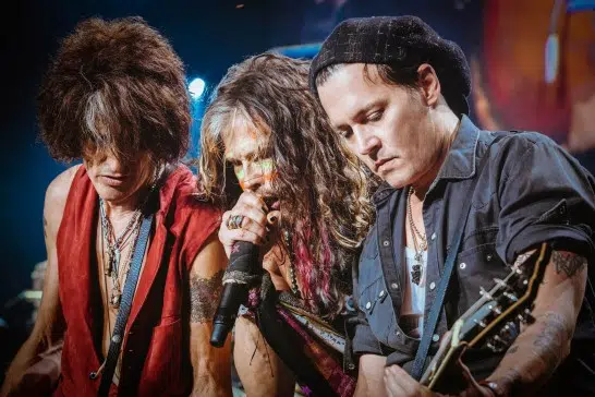 Johnny Depp performs with Aerosmith on their “LET ROCK RULE