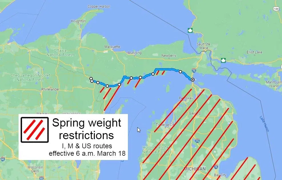 State Imposing Weight Restrictions On Southern U.P. Roads