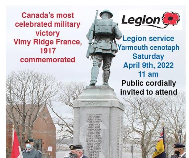 Ceremony To Remember Vimy Ridge Tomorrow In Yarmouth - Vimarsana News