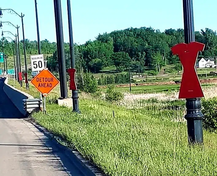 Red Dresses Hung As A Reminder Of Indigenous Deaths