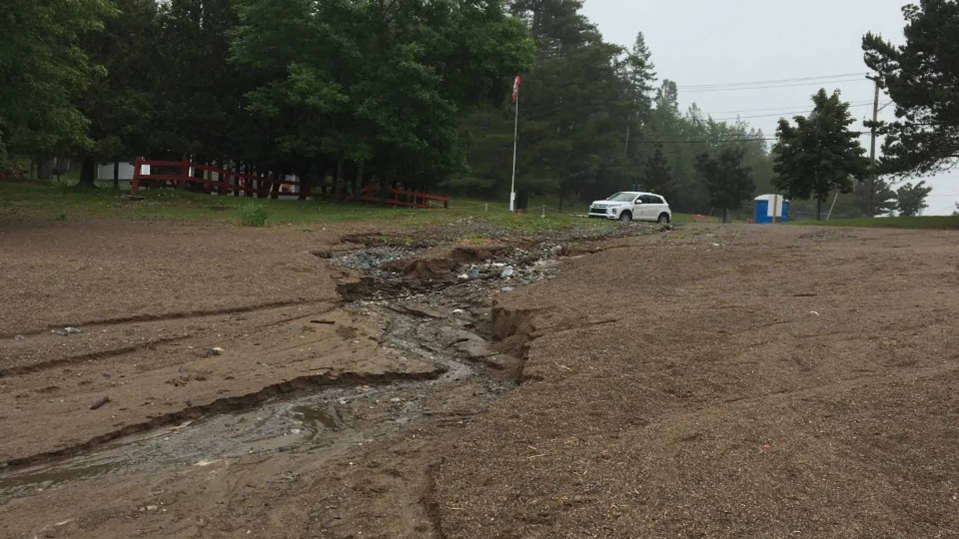 Heavy Rain Leaves Damage At Dominion Park Beach