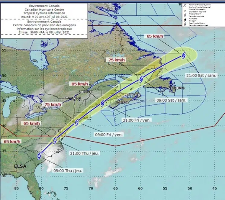 Elsa Continues Its Trek Toward The Maritimes