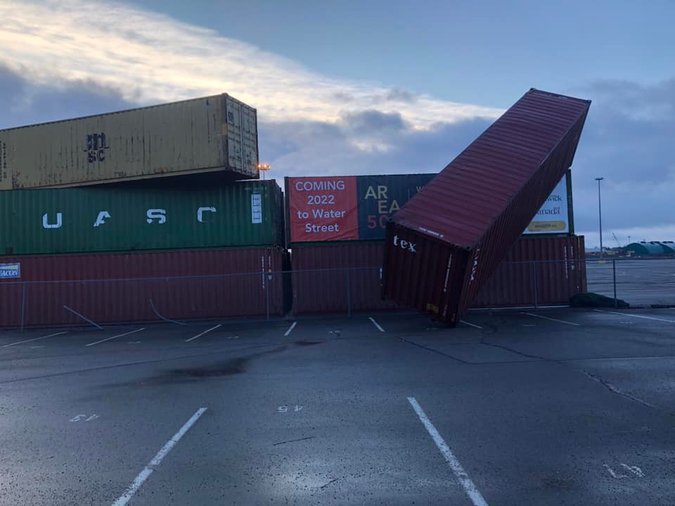 Wind Topples Heavy Containers On Long Wharf - Vimarsana News