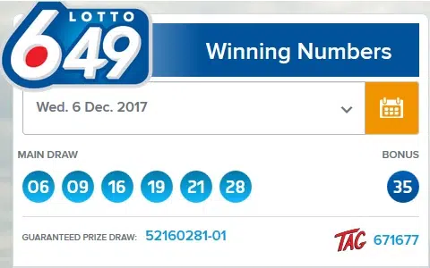 winning numbers of lotto 649