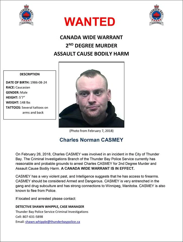 Canada-Wide Warrant Issued For Thunder Bay Murder Suspect | 89.5 The Lake