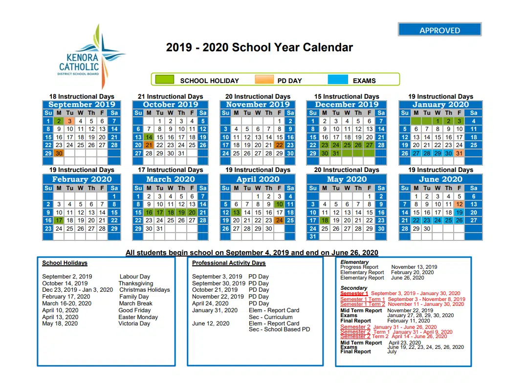 catholic school division calendar