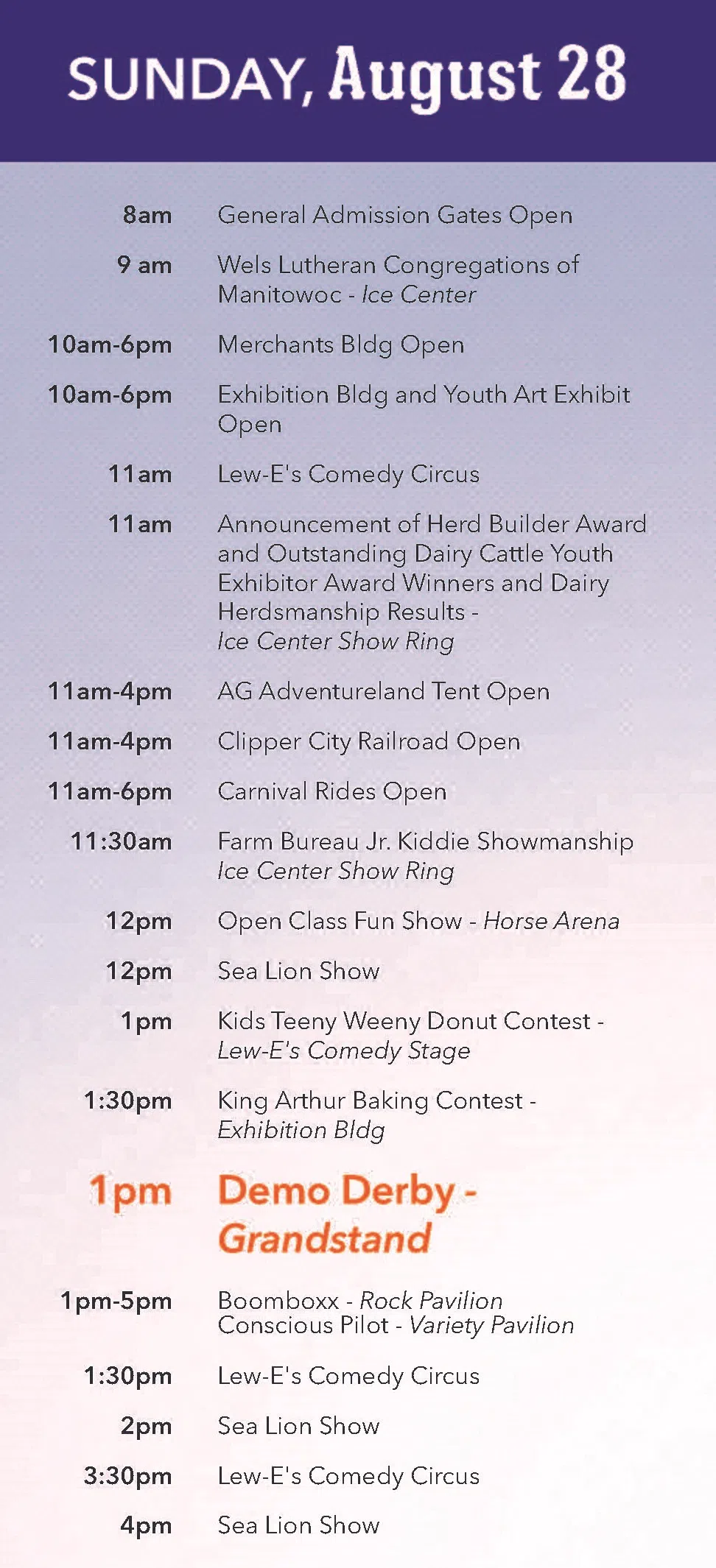 Manitowoc County Fair Sunday Schedule Seehafer News