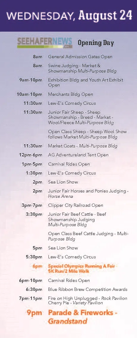 Manitowoc County Fair Wednesday Schedule | Seehafer News