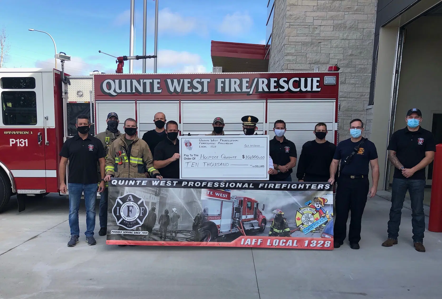 Quinte West Firefighters make 10,000 donation to Hospice Quinte