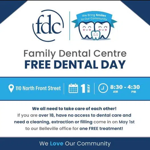 Sunday is Free Dental Day at Family Dental Centre Quinte News