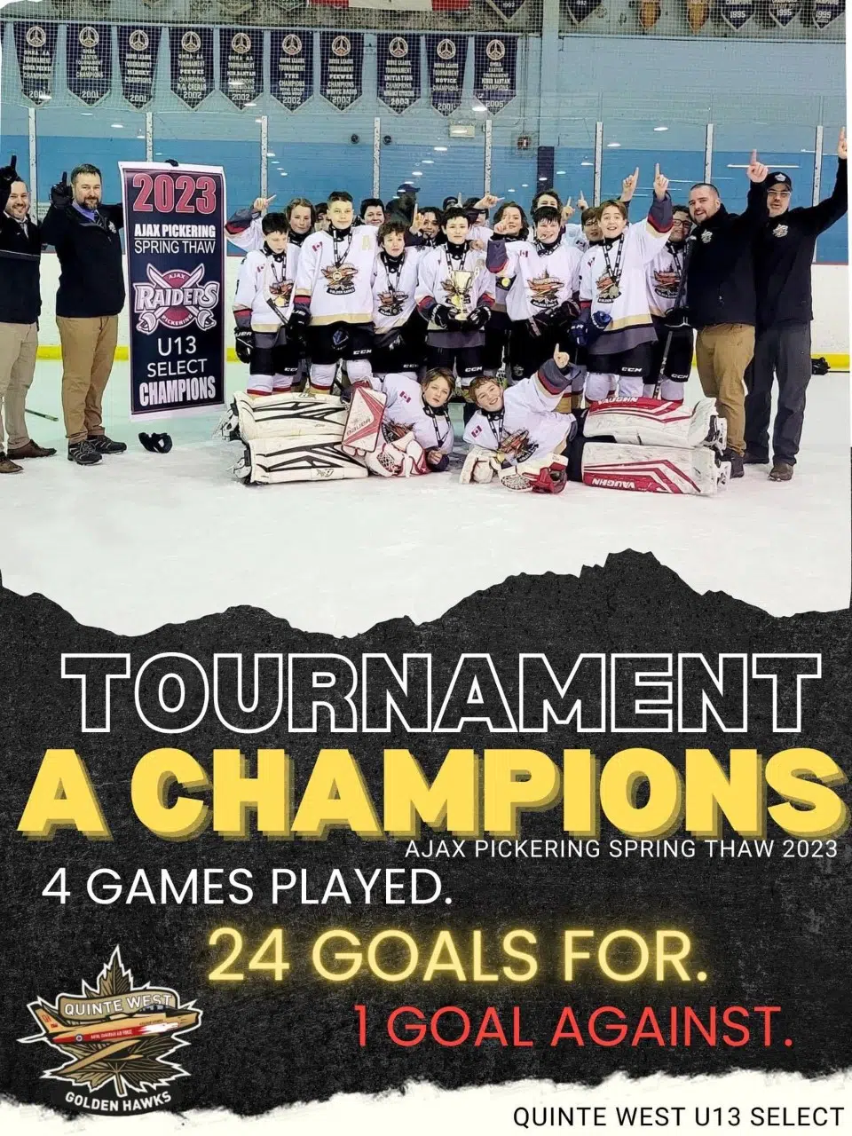 QW U13 Golden Hawks win Ajax /Pickering tournament Quinte News