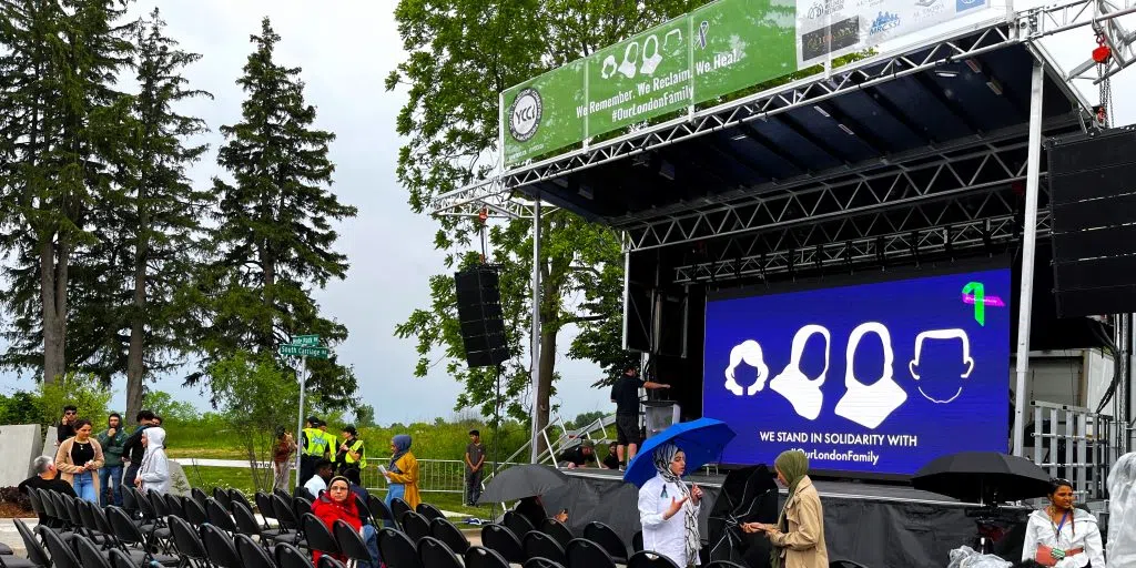 Stage set up for the vigil being held