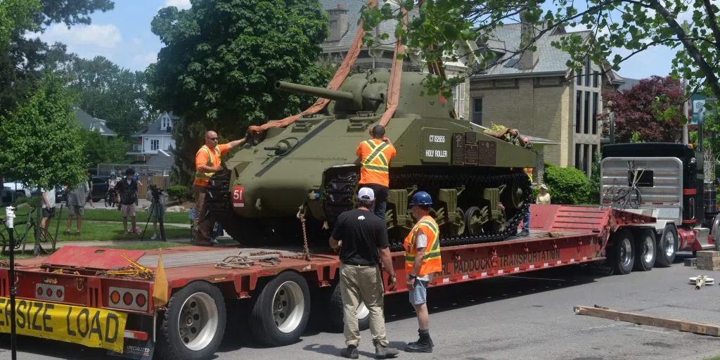 Holy Roller being hooked up by the crane