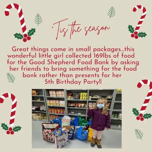 Five Year old Asks Friends for Food Donations Instead of Gifts for