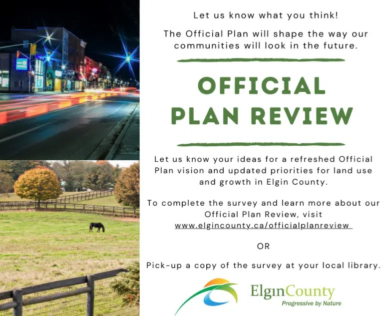 Elgin county seeks public input on Official Plan review 94.1 St