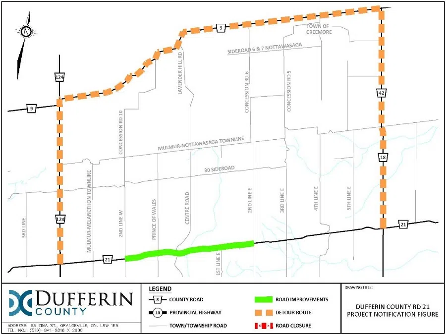 MOTORISTS ASKED TO AVOID STRETCH OF DUFFERIN RD. 21 THROUGH MULMUR