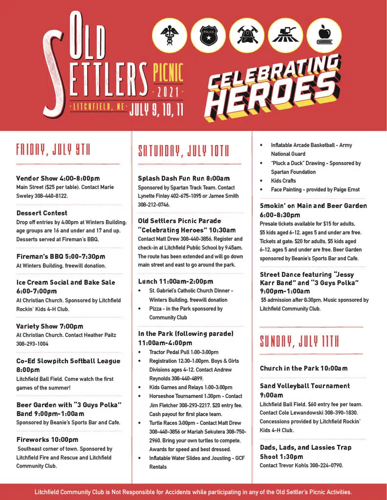 Old Settlers Picnic to celebrate heroes in Litchfield Kbear Country