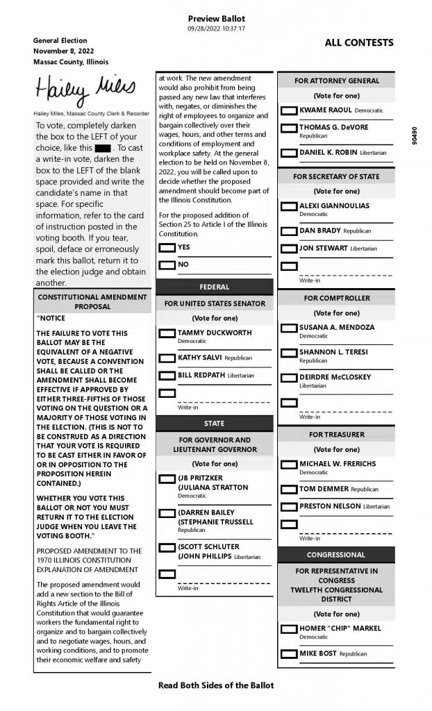 Massac County Sample Ballot 2022 - WMOK