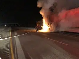 Semi catches fire in Taylorsville