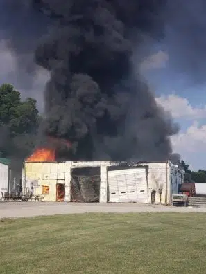 Six township fire departments fight barn fire