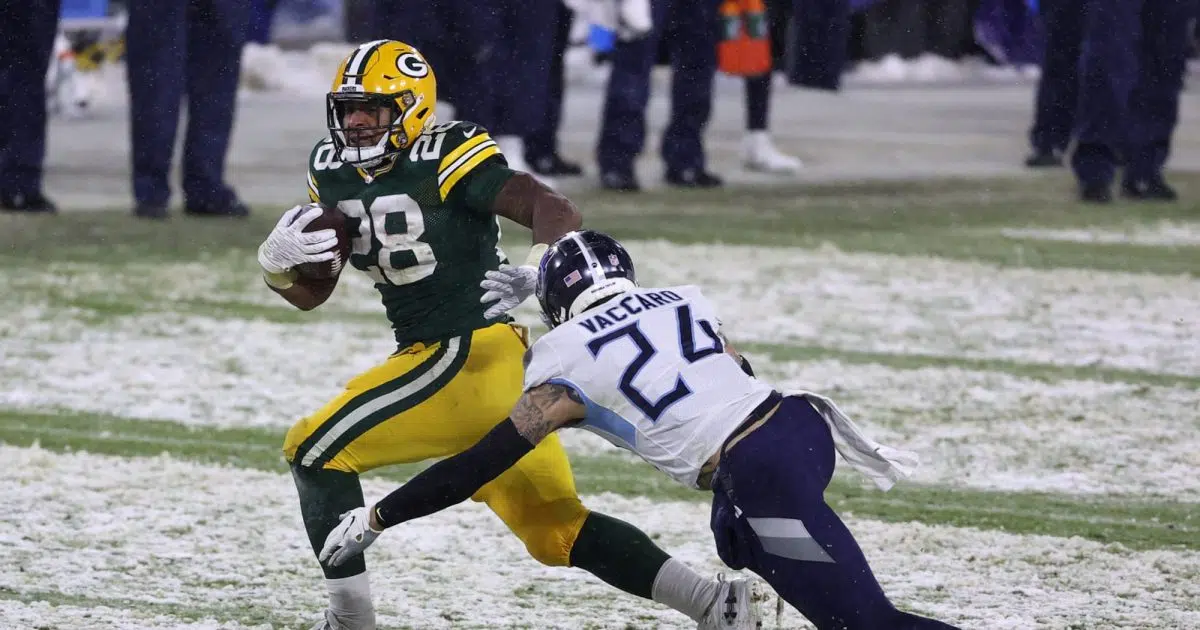 A.J. Dillon on playing for Packers: 'I'd play here until I can't run  anymore'