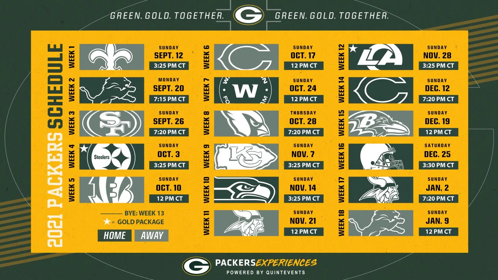 packer schedule for 2019