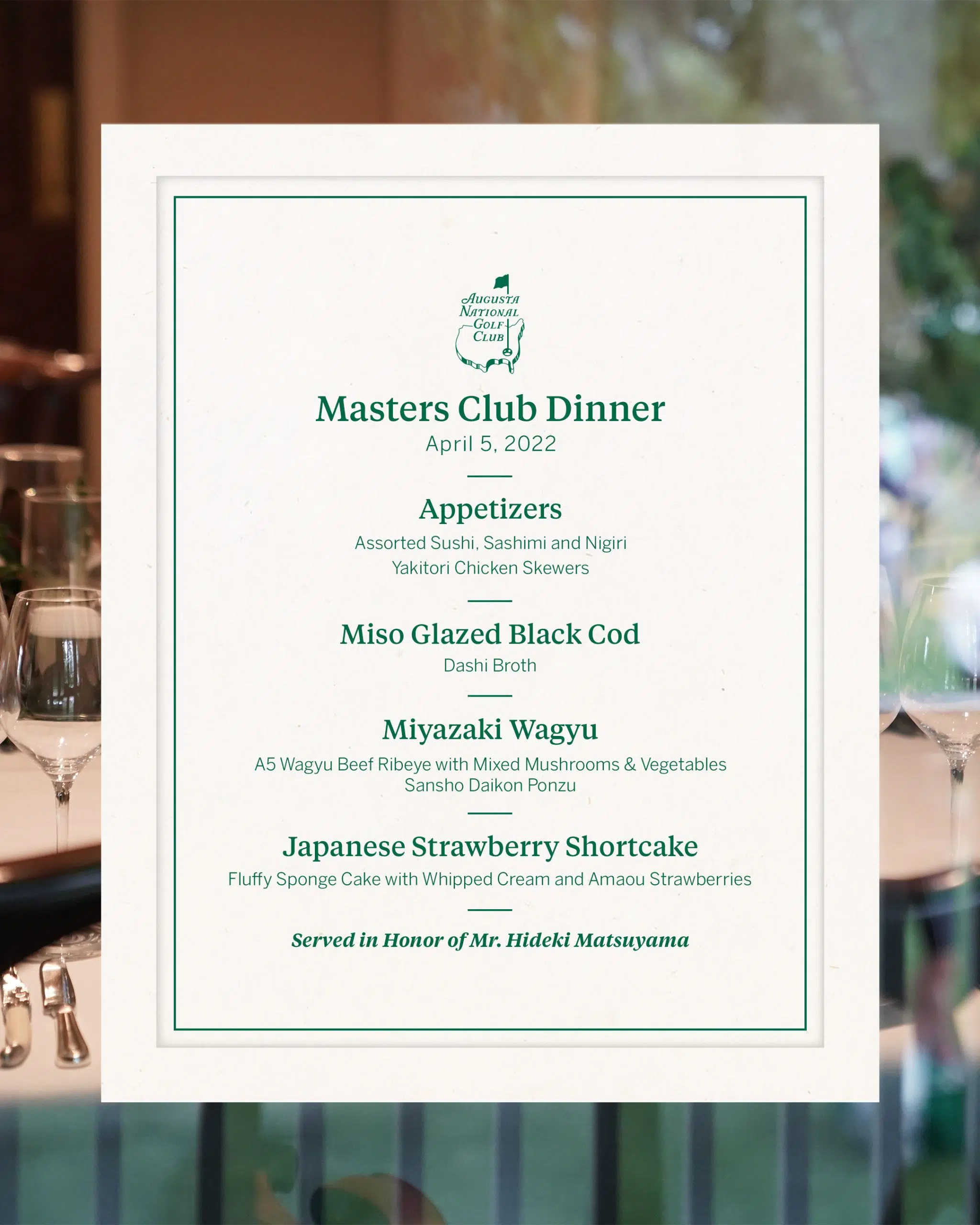 The 2022 Masters Dinner Menu is another Masterpiece. Sheboygan's